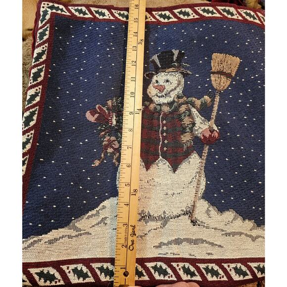 Snowman Tapestry Shoulder Tote Winter Decorative Functional Lined - Picture 6 of 7